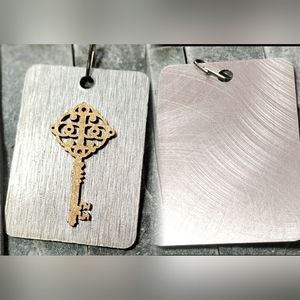 NEW Handmade Ornament Pendant! Aluminum Crush II & Wood Victorian Steampunk Key.